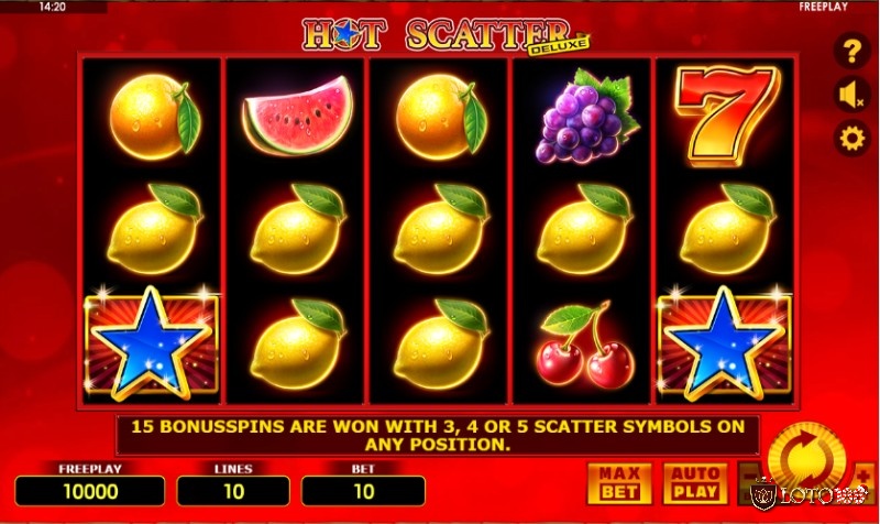 Hot Scatter Deluxe có 5 cuộn và 3 hàng