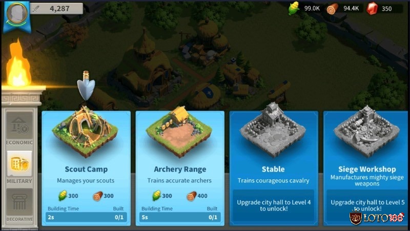 Xây dựng và nâng cấp công trình là chìa khóa tăng lực chiến Rise of Kingdoms
