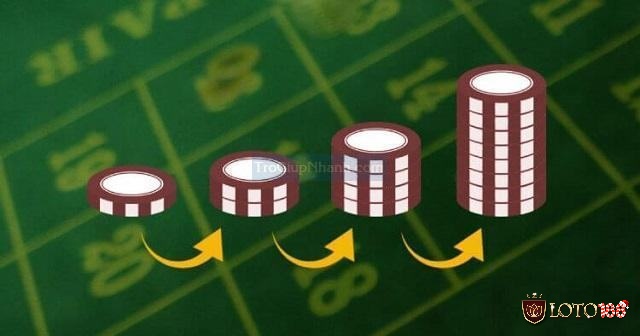 Bảng so sánh hiệu quả của các hệ số gấp thếp khác nhau trong 5 lượt cược liên tiếp