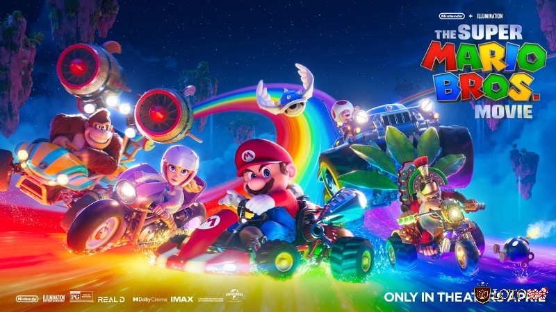 Cùng Mario, Peach và Bowser đua xe trên đường Rainbow Road rực rỡ sắc màu