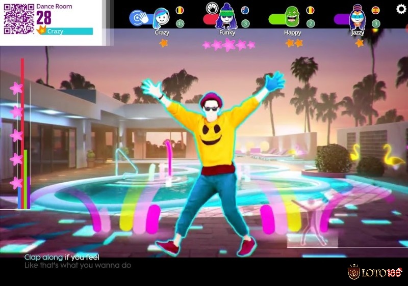 Nhảy theo điệu nhạc sôi động trước màn hình TV trong Just Dance