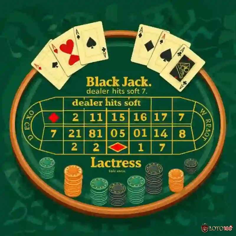 Một ván blackjack sẽ hiển thị tổng điểm bài và các tùy chọn như “Hit”, “Stand”, “Double” trên nền tảng casino đổi thưởng.