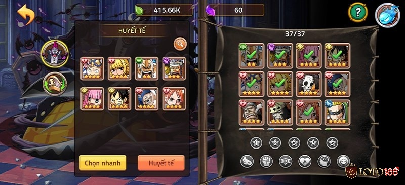 Đội hình tân thủ hiệu quả trong game Hải Tặc Đại Chiến với Zoro, Nami, Usopp