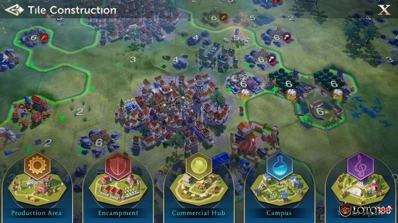 Bản đồ chiến lược trong Civilization VII Mobile với giao diện cảm ứng tối ưu.
