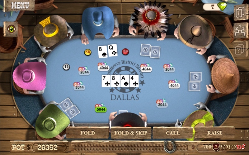 Minh họa bộ bài Poker gồm 2 lá bài tẩy và 5 lá bài chung trên bàn trong luật chơi Poker Texas Hold’em