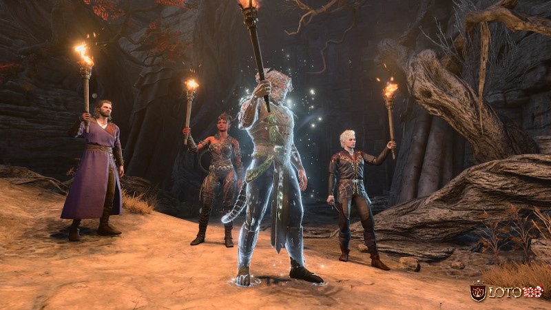 Game PC hay 2023 với khung cảnh chiến đấu theo lượt và nhân vật chính trong Baldur's Gate 3.