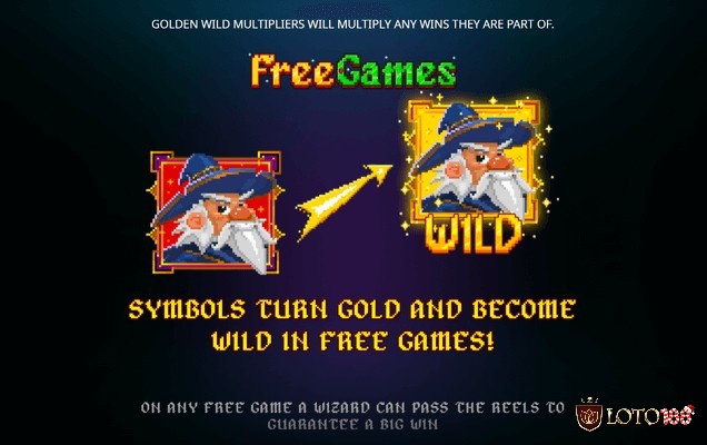 Biểu tượng Wild trong game slot secrets of the sorcerer được thể hiện bằng hình ảnh của phù thủy chính