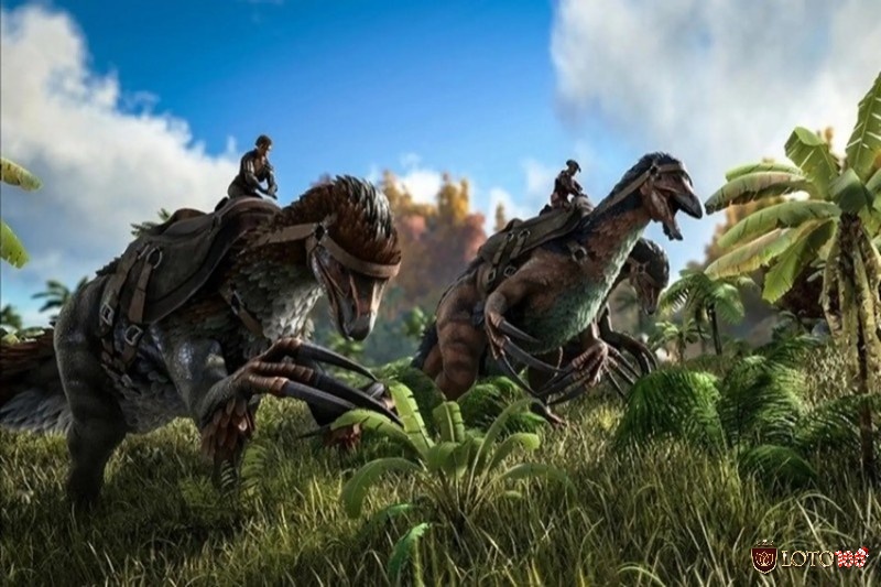 Game sinh tồn khủng long với hệ thống thuần hóa và xây dựng đa dạng.