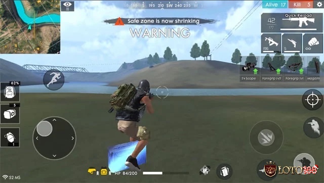Game thủ Free Fire đọc bản đồ và dự đoán vòng bo để chọn chiến thuật di chuyển an toàn và chiếm lợi thế