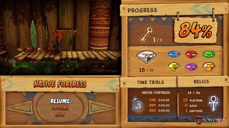 Hệ thống nâng cấp giúp trải nghiệm game Crash Bandicoot N. Sane Trilogy mượt mà hơn nhưng vẫn giữ độ khó nguyên bản.