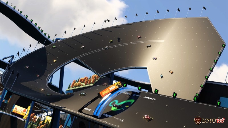 Các đường đua trong game Trackmania (2020) được thiết kế đa dạng với nhiều chướng ngại vật khó khăn