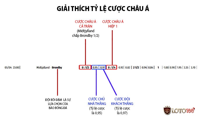Cách nhận biết đội chấp và đội được chấp qua bảng tỷ lệ kèo của nhà cái.