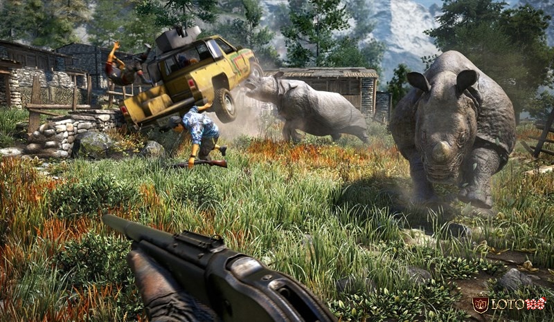 Ngoài chiến đấu với quân đội Far Cry 4 còn đưa bạn đến với những trận chiến sinh tồn khỏi các loài động vật hoang dã đầy nguy hiểm