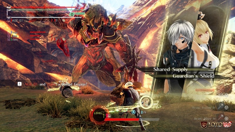 Hiệu ứng Burst Arts bùng nổ trong game God Eater 3